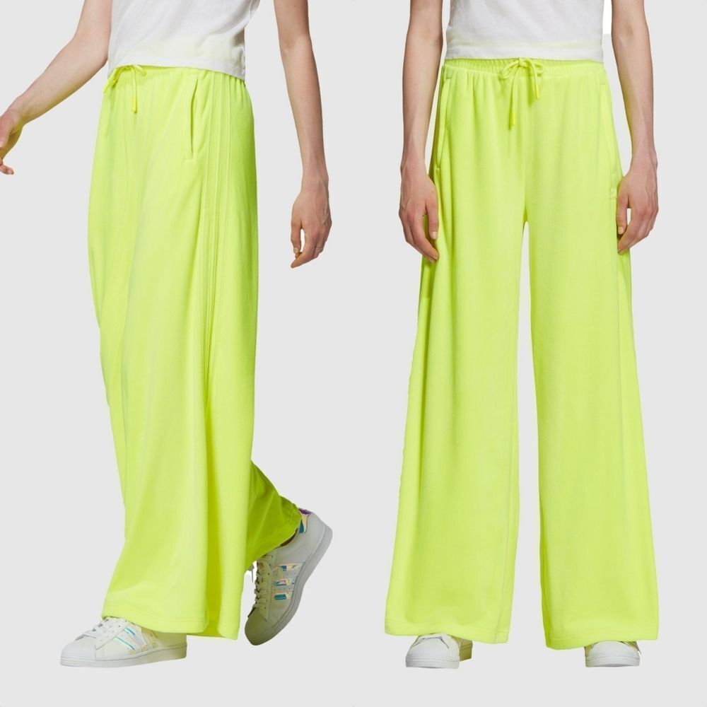 🆕️ Adidas Originals x Jeremy Scott Velvet Wide Leg Track Pants in Solar Yellow